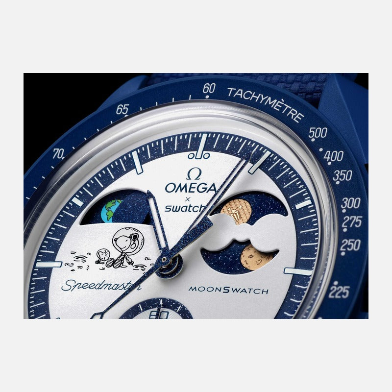 Swatch x Omega Bioceramic Moonswatch Mission To Earthphase Moonshine Snoopy Gold POPCORN SO33N702L