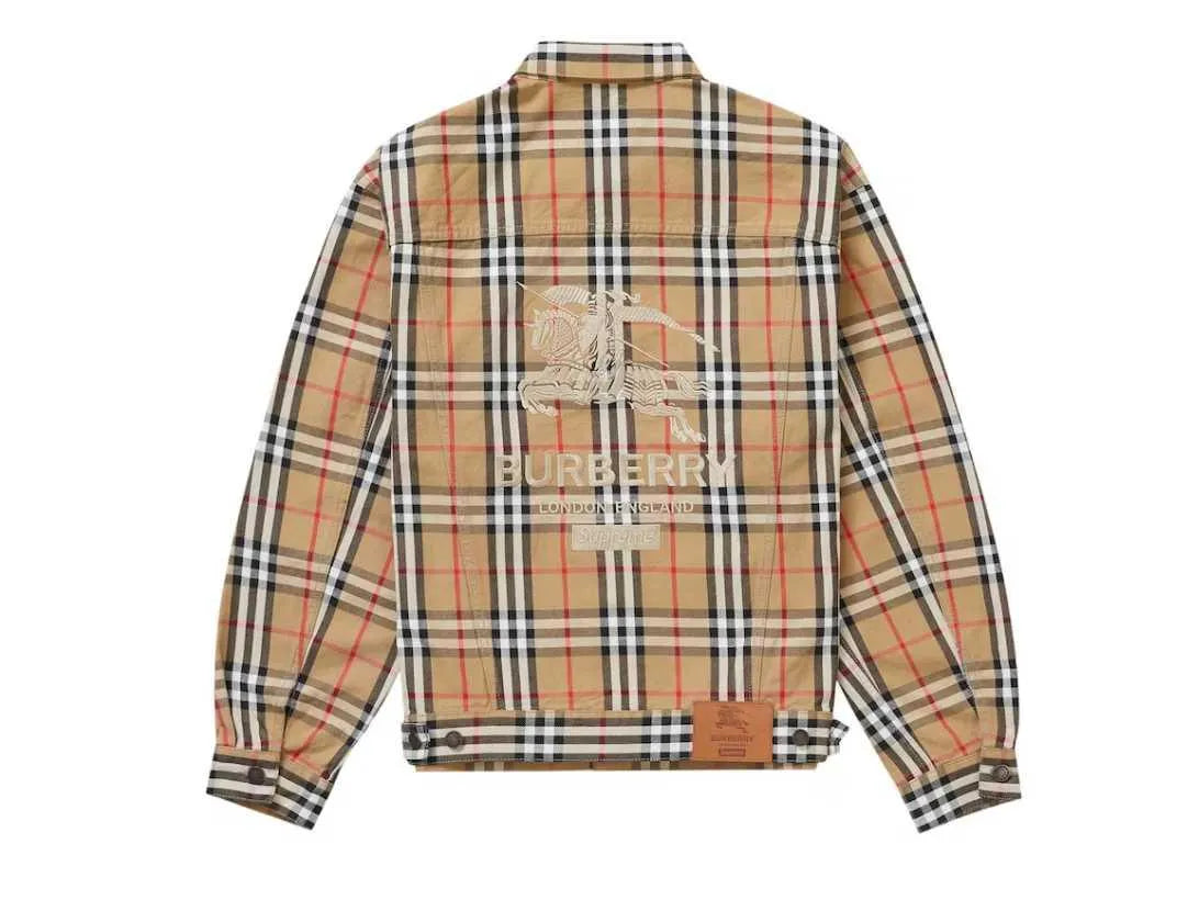 Supreme Burberry Denim Trucker Jacket Beige, streetwear,, Supreme, 2, ,