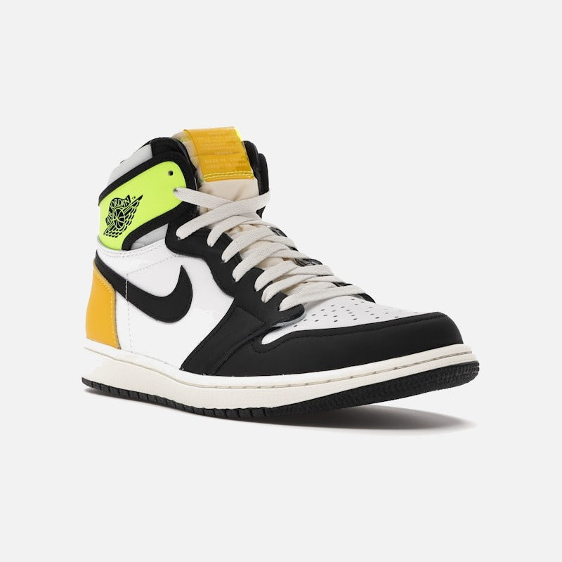 Jordan 1 Retro High White Black Volt University Gold
