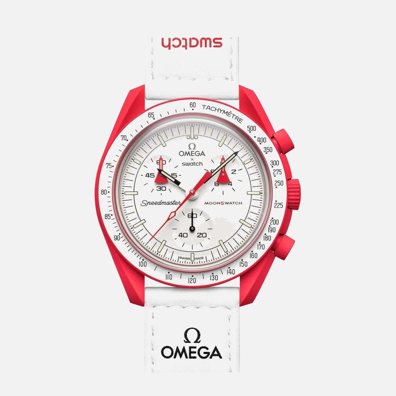 swatch x omega bioceramic moonswatch mission to mars so33r100