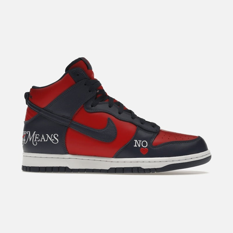 nike sb dunk high supreme by any means navy