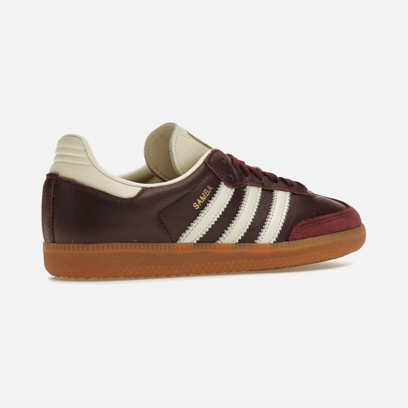 adidas samba og maroon gold metallic (women's)