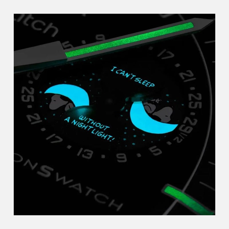 Swatch X Omega Bioceramic Moonswatch Mission To Moonphase Snoopy Black