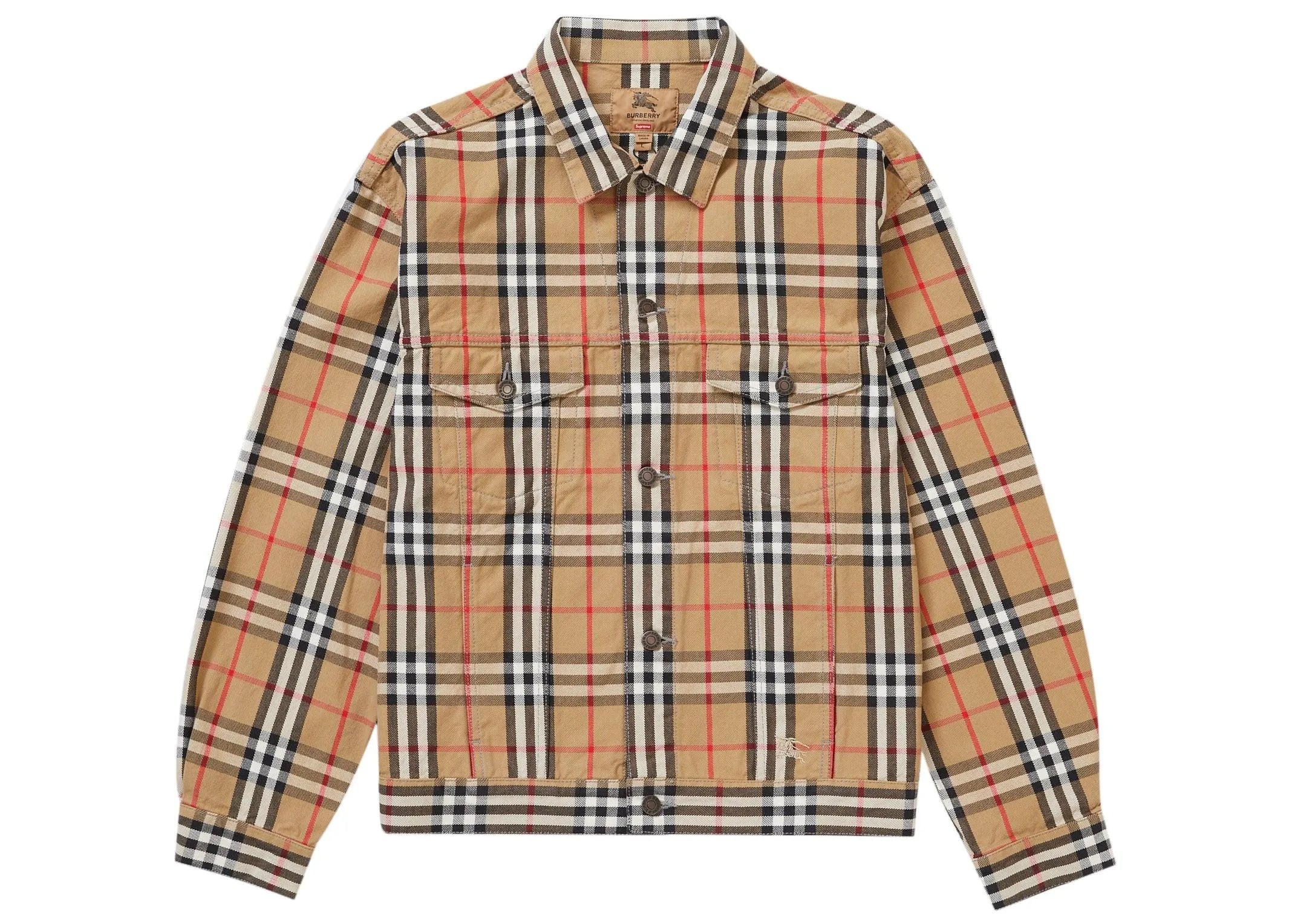 Supreme Burberry Denim Trucker Jacket Beige - Belfagorsneakers