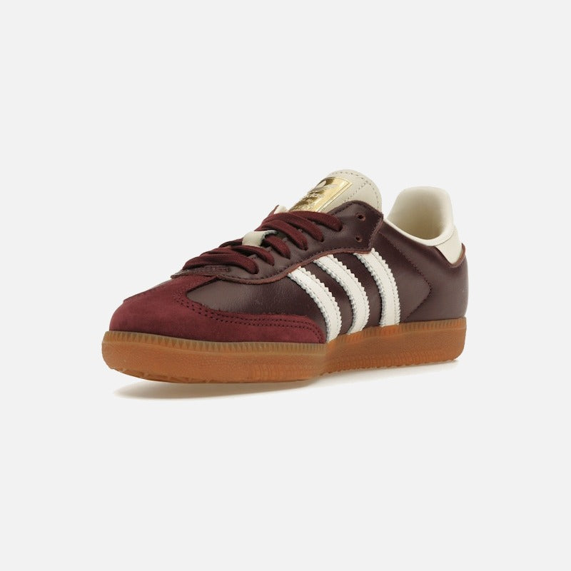 adidas samba og maroon gold metallic (women's)