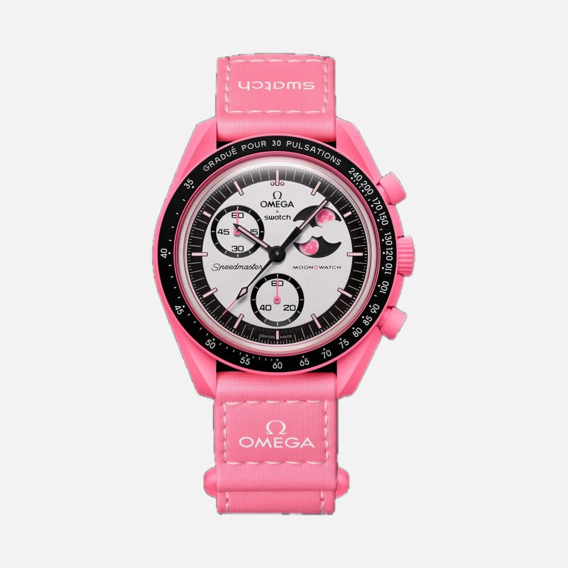 Swatch X Omega Bioceramic Moonswatch Mission To The Pink Moon SO33P700