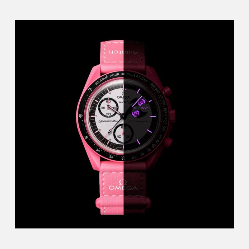 Swatch X Omega Bioceramic Moonswatch Mission To The Pink Moon SO33P700